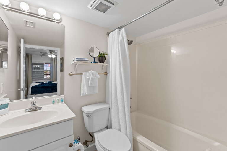 Featuring a shower/tub combo.