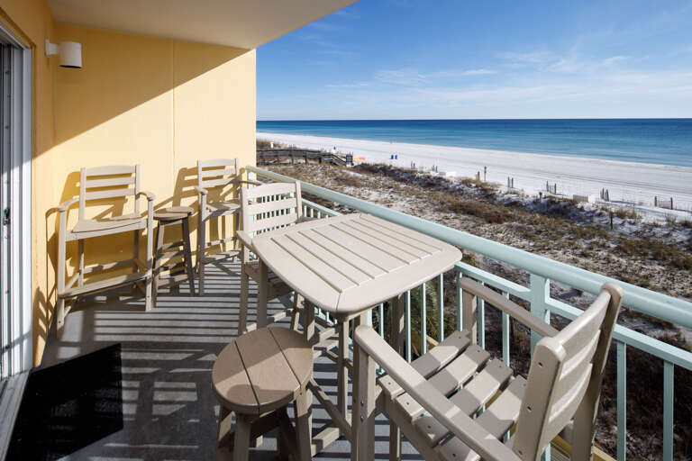 Enjoy your morning coffee out on the balcony table! 