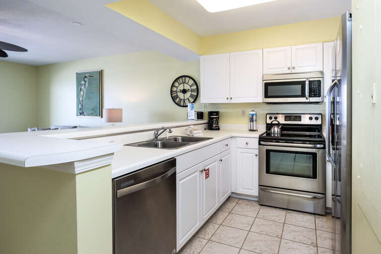 Stainless steel appliances for cooking with that Gulf view!