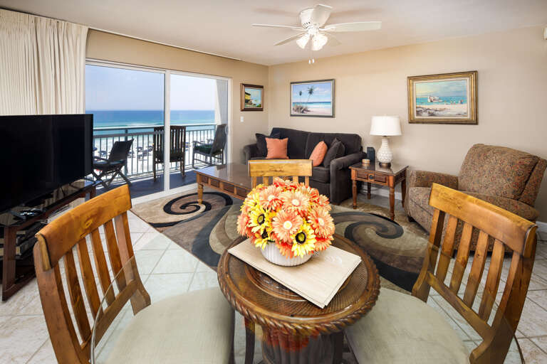 Seating for four at the dining table.