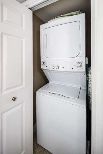 A stacked washer/dryer unit is located in the condo for your convenience.