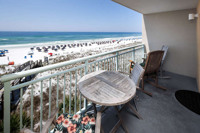 Enjoy a captivating view of the breath-taking waters of the Emerald Coast from the wrap around balcony!