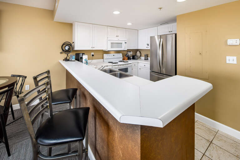 With additional seating at the breakfast bar