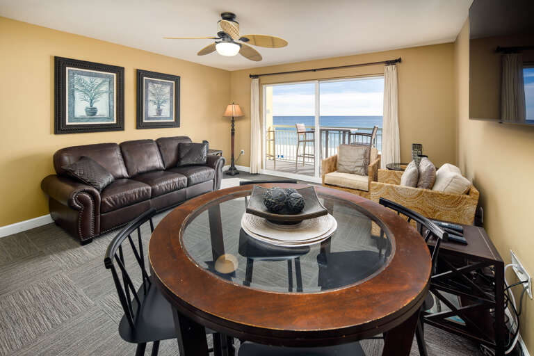 This gulf front living room offers all the comforts of home!