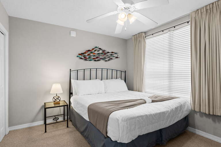 Featuring a queen size bed.