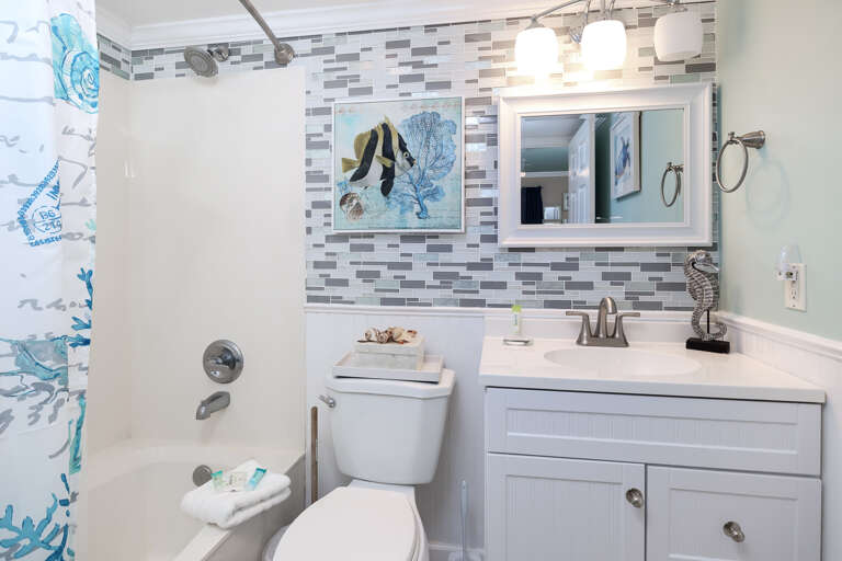 Fresh coastal feel found in this master bath.