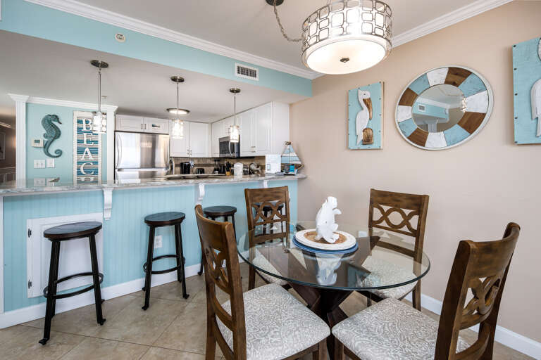 Dining area & kitchen view.  