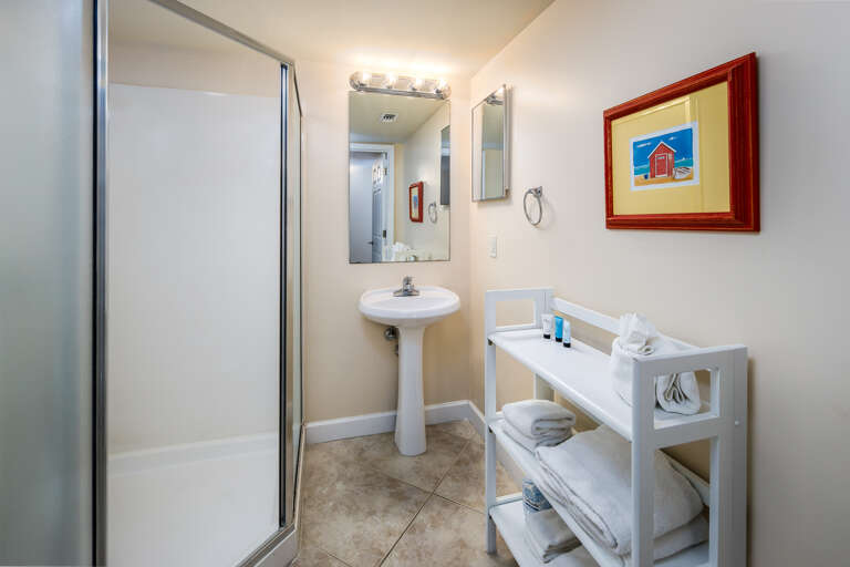 With walk in shower.