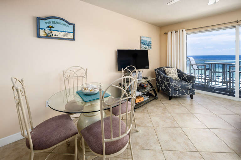 This elegant table seats four.