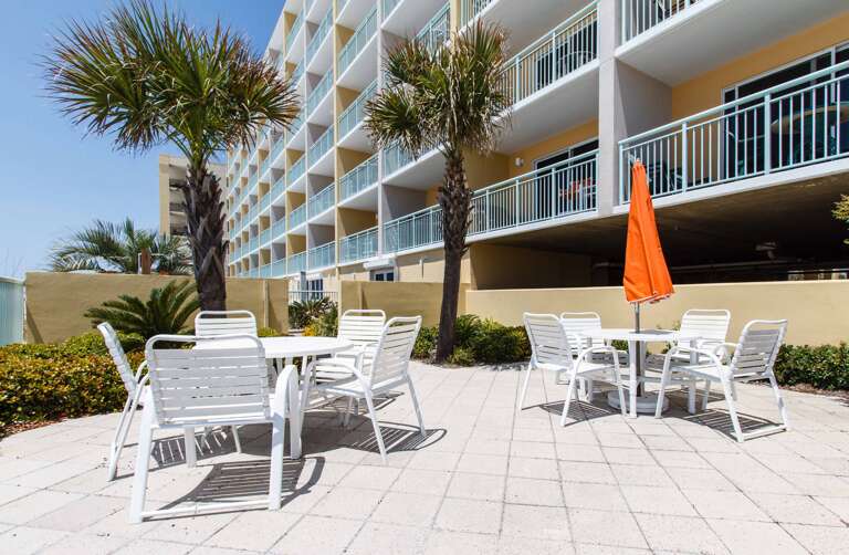 To the south of the property, the pool and hot tub area can be seen from each of the balconies at the Pelican Isle. To the south of the property, the pool and hot tub area can be seen from each of the balconies at the Pelican Isle.