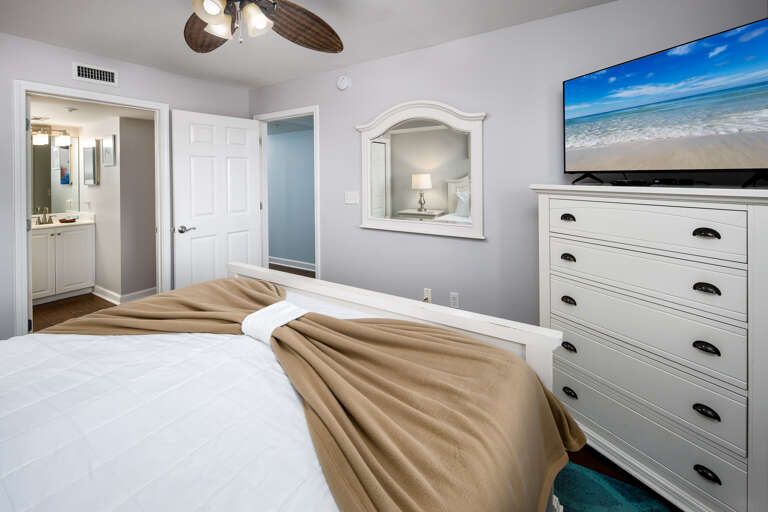 Entertainment and extra storage in the master bedroom.