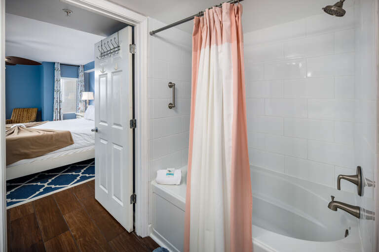 Enjoy a nice warm bath after a long day on the beach, or enjoy a quick shower to rinse off the sand and salt.