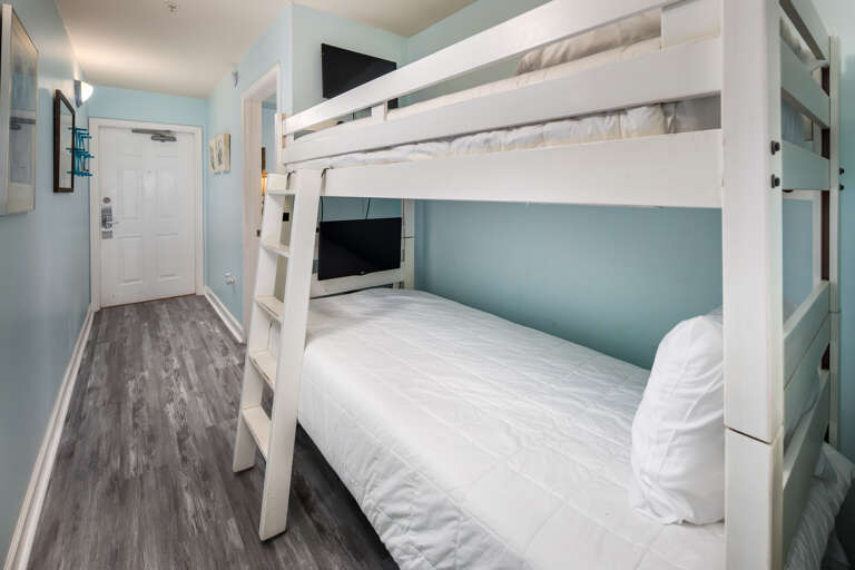 Bunks are featured in the hallway  Bunks are featured in the hallway