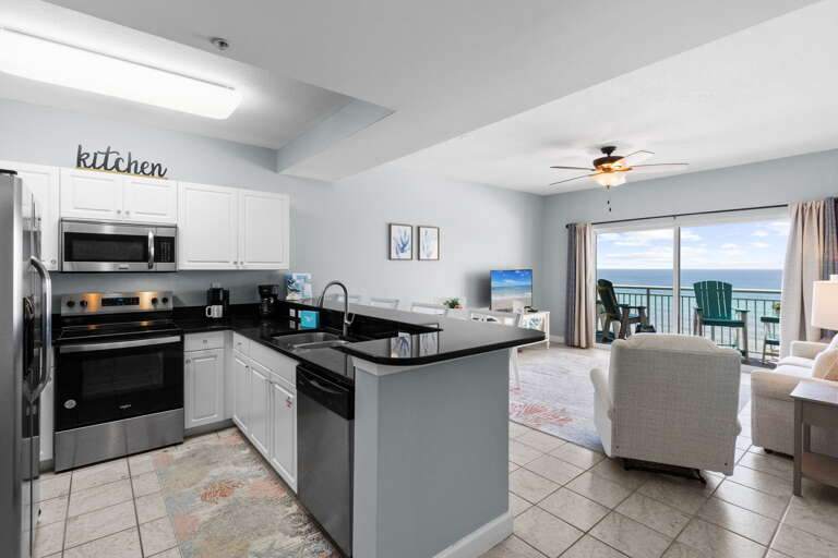 Great appliances and all you need to whip up a delicious meal. Save on the vacay budget by dining IN with a view still!!