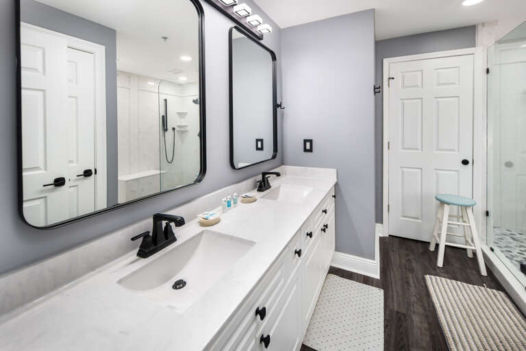 Double vanities with double mirrors!