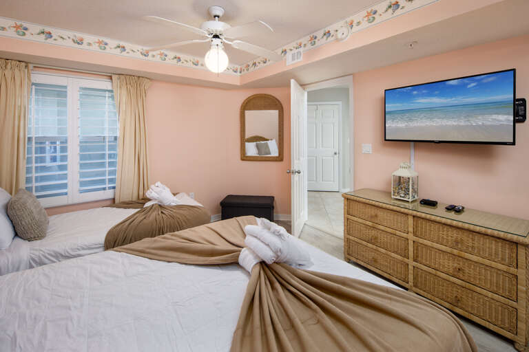 You can catch a movie before bed on the flat screen TV