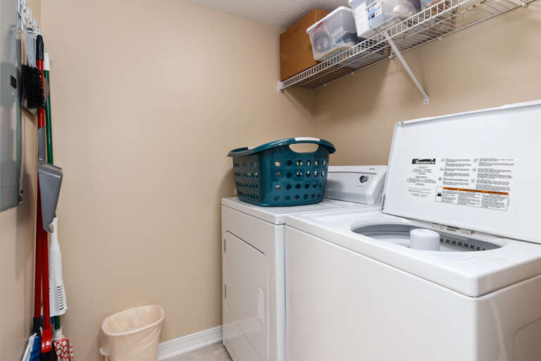 Full size washer and dryer in the unit for all your laundry needs Full size washer and dryer in the unit for all your laundry needs