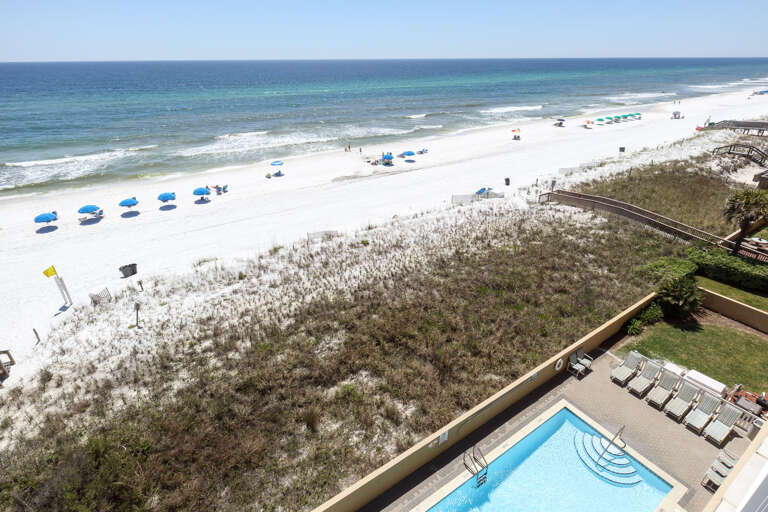 Views of the beachfront pool AND Gulf 