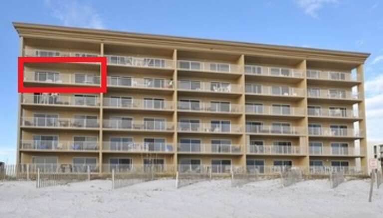 Unit balcony outlined in red
 Unit balcony outlined in red