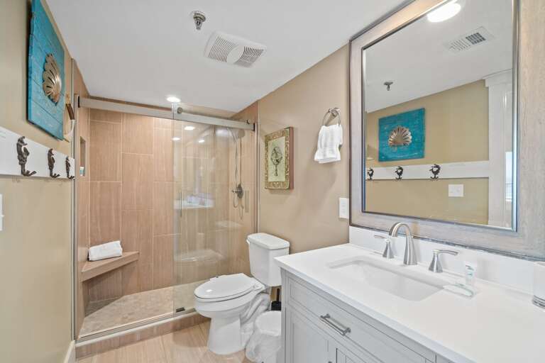 Walk in shower adds to your tranquil retreat!