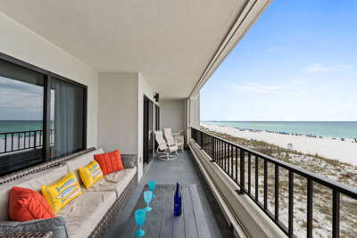 There is plenty of space for relaxing on the balcony to enjoy the sounds of the Gulf.