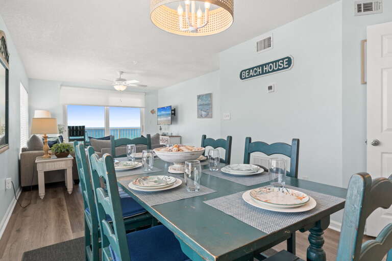 Enjoy a meal at the dining room table.