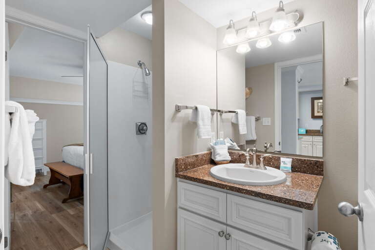 Features a walk in shower.