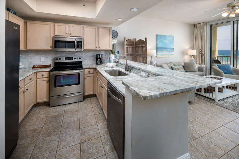 Granite counter tops and stainless steel appliance! 