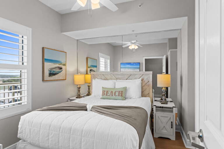 Featuring a queen size bed.