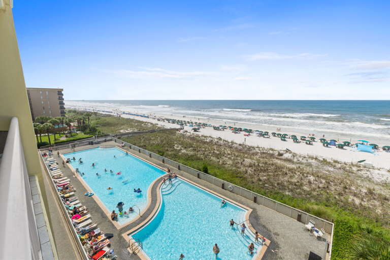 Views of the beachfront pool and Gulf