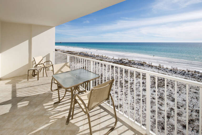 Lots of seating on the beach front balcony