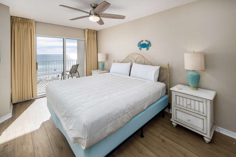 Master bedroom right on the beach with direct access to the private balcony- a rare amenity, this floorplan is the ideal layout.