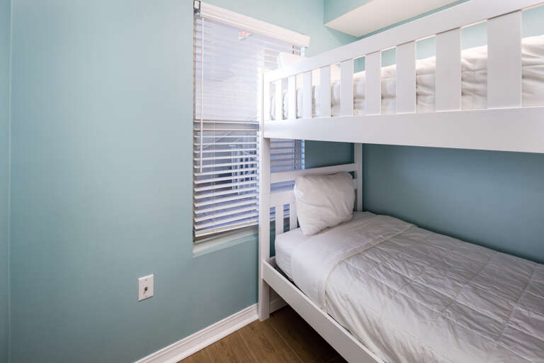 This bunk room is a wonderful amenity to the two bedroom condos at the Gulf Dunes.