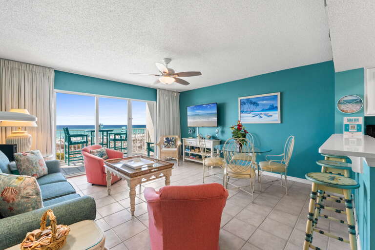 Coastal vibe living room area