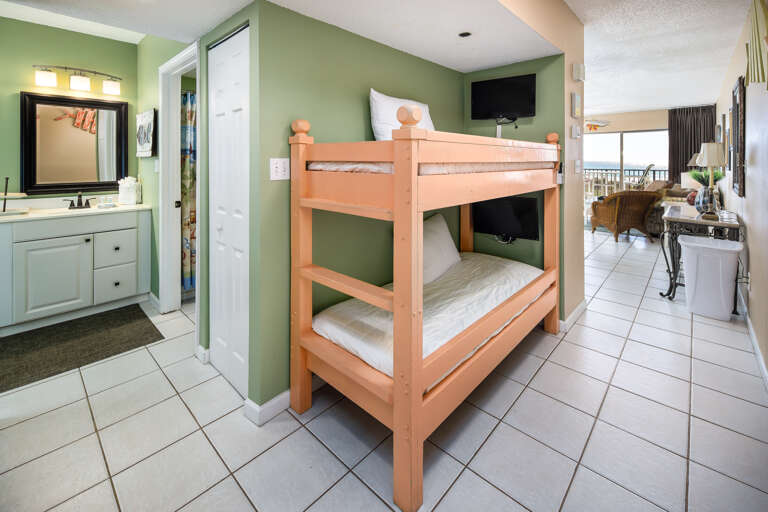 Check this out! Your kids will LOVE this! The bunks have their own flat screen TVs. 