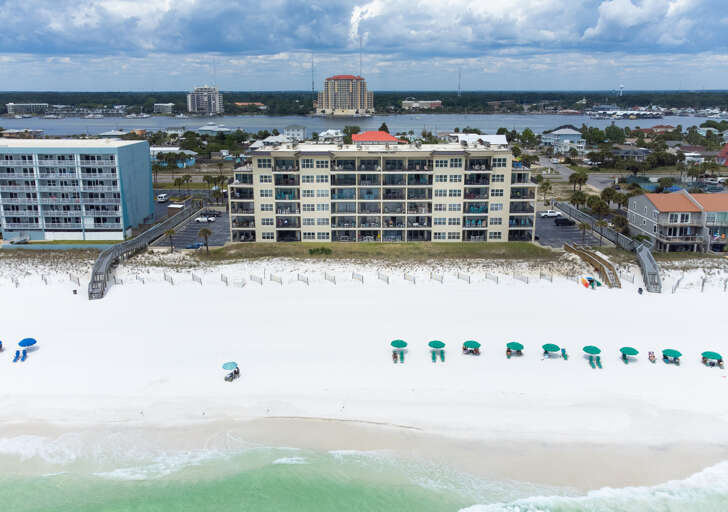 See those beach chairs and umbrellas? One set comes with the rental DAILY during season. Compliments of Brooks and Shorey Resorts!