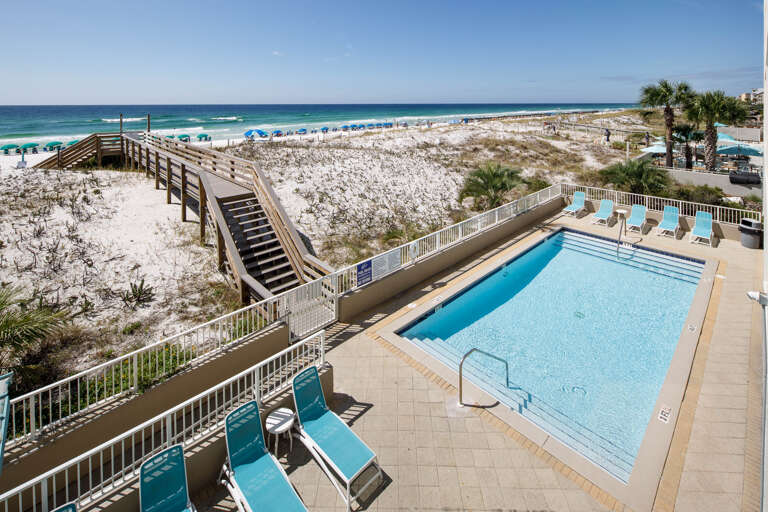 View of the pool in the west building