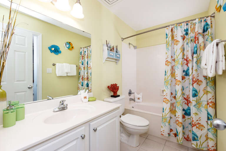Guest Bathroom also features shower and bath combo