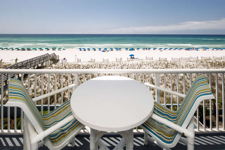 This spacious balcony looks directly at the Gulf with nothing between you and the water. This spacious balcony looks directly at the Gulf with nothing between you and the water.