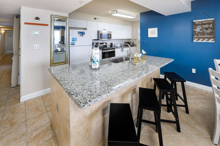 All appliances, cookware, cutlery, small electronics, and other basics provided and stocked in the kitchen for all your cooking needs.