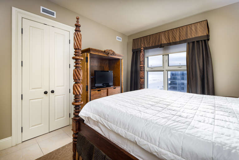 Walk-in closet and en suite bathroom are pictured here. Automatic lighting in the closets to provide that extra plush amenity earned when renting this amazing penthouse.
