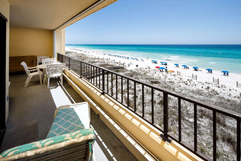 Surf Dweller 409 has a massive balcony due to the double entrances-one from living room and one from master bedroom