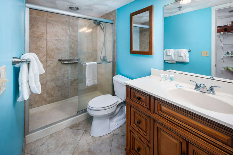 With a walk in shower.