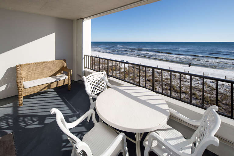 Beautiful white soft silky sand and emerald green waters on our Gulf Coast and you cannot get any closer to that shoreline than this!