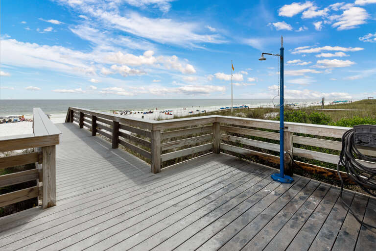 Beach walk over that has a rinse off shower. 