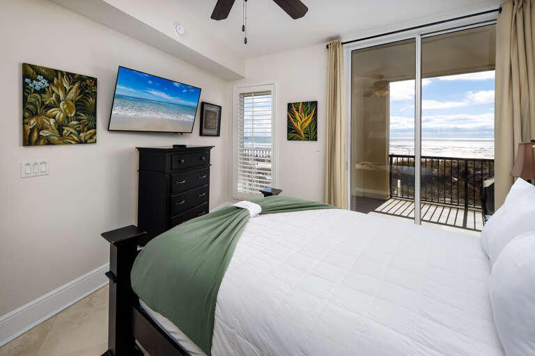 Access to balcony from bedroom, direct access to bathroom with walk-in shower as well.