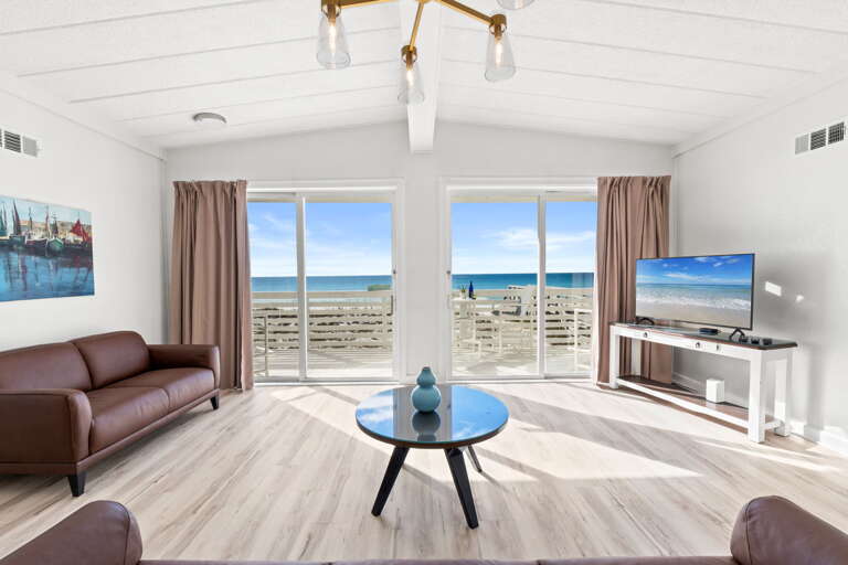 Enjoy lounging and watching TV on these comfy sofas