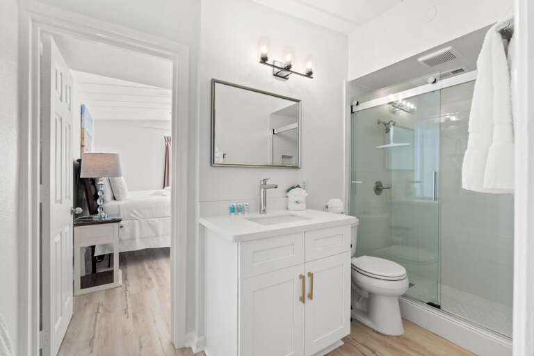 Features a walkin shower.