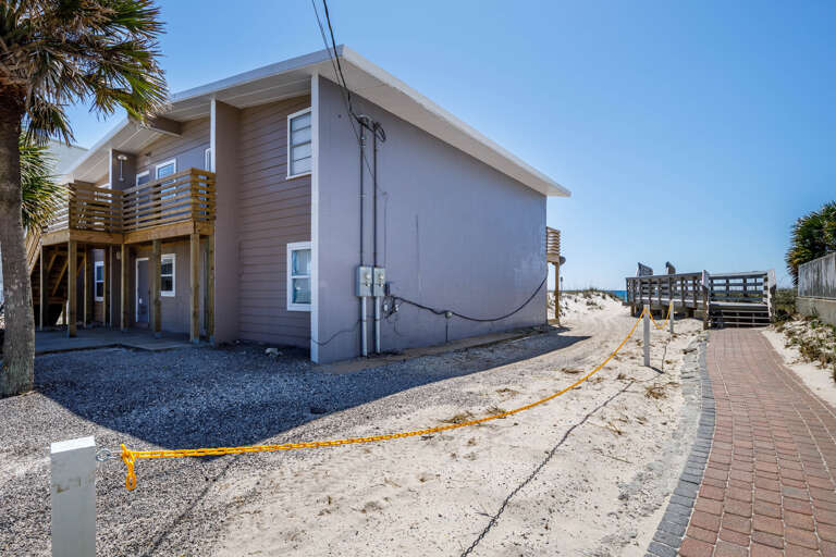 Right beside the boardwalk to the water!