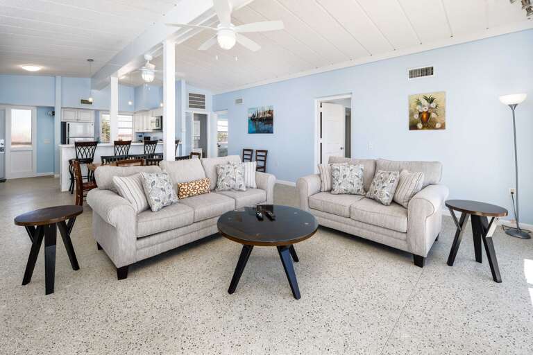 Enjoy lounging and watching TV on these comfy sofas